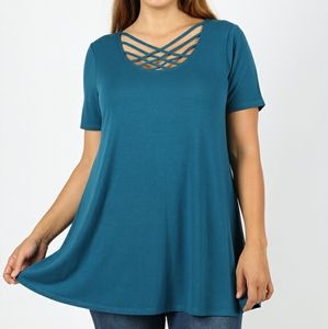 🃏 2 for $25 | 'Teal' Plus Triple Lattice T-Shirt